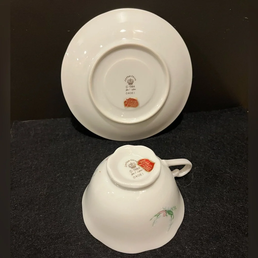 Vintage 1984 Lefton 50th Anniversary Teacup and Saucer Made in Japan